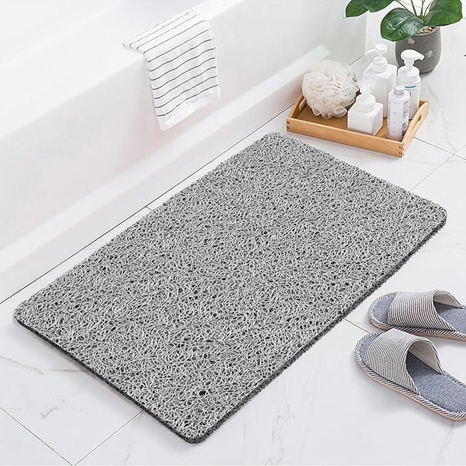 Joyhalo Shower Mat Bathtub Mat Non Slip, Bathmats Non Slip, Quick Drying Foot Scrubber Loofah Mats for Shower, Tub, Bathroom, Home, 32x24inch, Grey