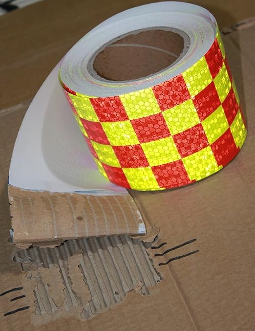 Reflective Tape 4 inch X 66 feet, Outdoor Waterproof Hazard Conspicuity Safety Warning Industrial Marking Tape