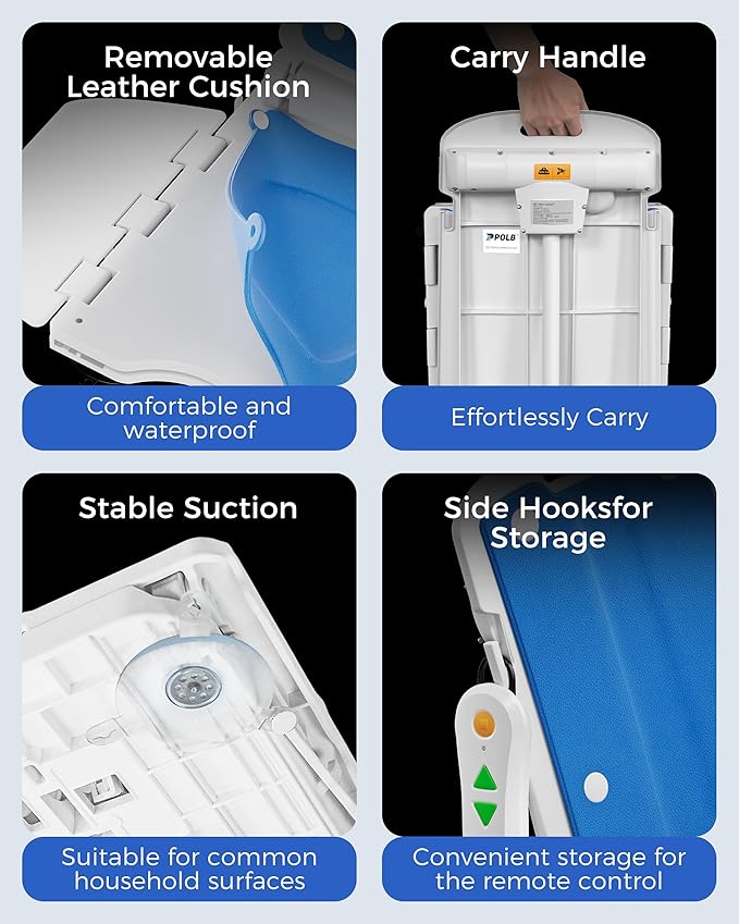 Electric Chair Lift - Floor Lift for Elderly Falls, Support Up to 308 LB, IPX8 Waterproof Bath Lift, Foldable & Wireless Rechargeable Design, Quick-Rise Assist for Elderly & Disabled