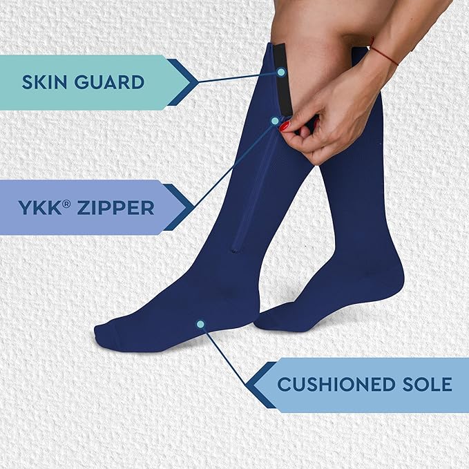TheraMagic® Zipper Compression Socks for Men & Women, 20-30mmHg Closed Toe Graduated Zippered Compression Stocking
