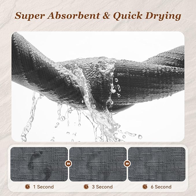 AMOAMI Bath Mat Non Slip Super Absorbent Quick Dry Bath Mats for Bathroom Floor Rubber Backing Washable Bathroom Rugs Modern Woven Jacquard Mat, Beside Tub Bath Rugs, 20" x 32", Darkgrey