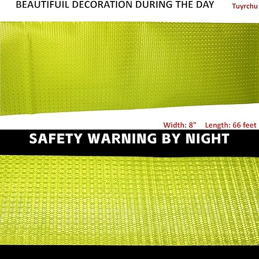 Fluorescent Yellow Reflective Tape Outdoor Waterproof 8 inch High Visibility Hazard Conspicuity Safety Industrial Marking Tape (66 feet)