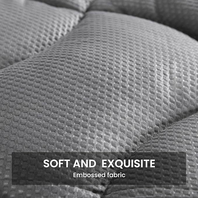 SLEEP ZONE Cooling Twin Mattress Topper for Single Bed, Premium Zoned Cool Mattress Pad Cover, Padded Mattress Protector Breathable Washable, Deep Pocket 8-21" (Grey, Twin, 39 x 75)