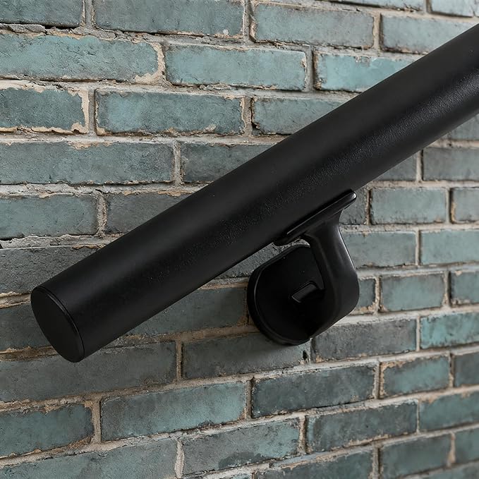 13ft Handrails for Indoor Stairs,Deck,Slope,Modern Aluminum Handrail Set, Wall Mounted, with Zink-Alloy Brackets Aluminium Railing System,Rust Free. (Matte Black, 13 FT)