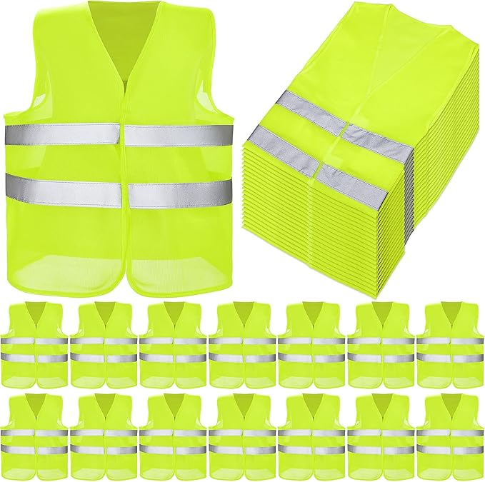Coume 12/20 Pieces Safety Vests Bulk High Visibility Reflective Vests Mesh for Construction Working with 2 Reflective Strips