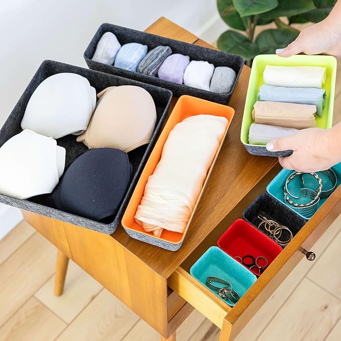 Three by Three Seattle Felt·Like·It! Felt Bins for Office, Crafts, Classroom, Living Room, Bedroom: Multicolor, Set of 8