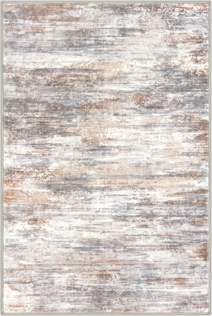 KOZYFLY Abstract Modern 3x5 Ft Area Rug in Multi Grey - Non-Slip and Machine Washable Indoor Rug, Versatile for Entryway, Kitchen, Living Room, Bedroom, Laundry or Nursery Door Mat