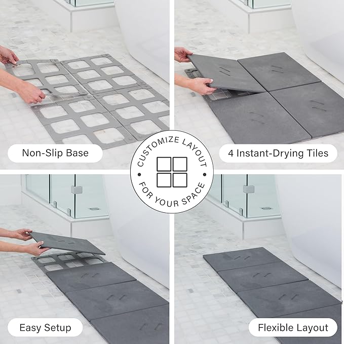 Dorai Home Stone Bath Mat for Bathroom – Large, Quick-Drying, Non-Slip Surface, Customizable Design, 22.3" L x 31.6" W x 0.6" H, Slate