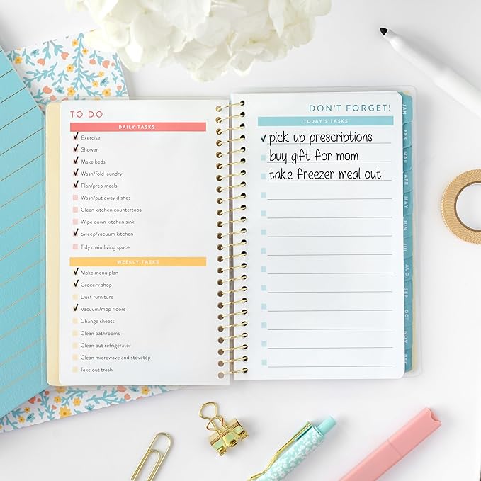 PPP Pocket Calendar 2026 (Cream Floral) | Weekly Checklists | Monthly Calendar Layout | Personal Goals | Notes Pages | Poly Laminated Cover | Twin Ring Coil Binding | Pocket-Sized 4x6.5" | Planner