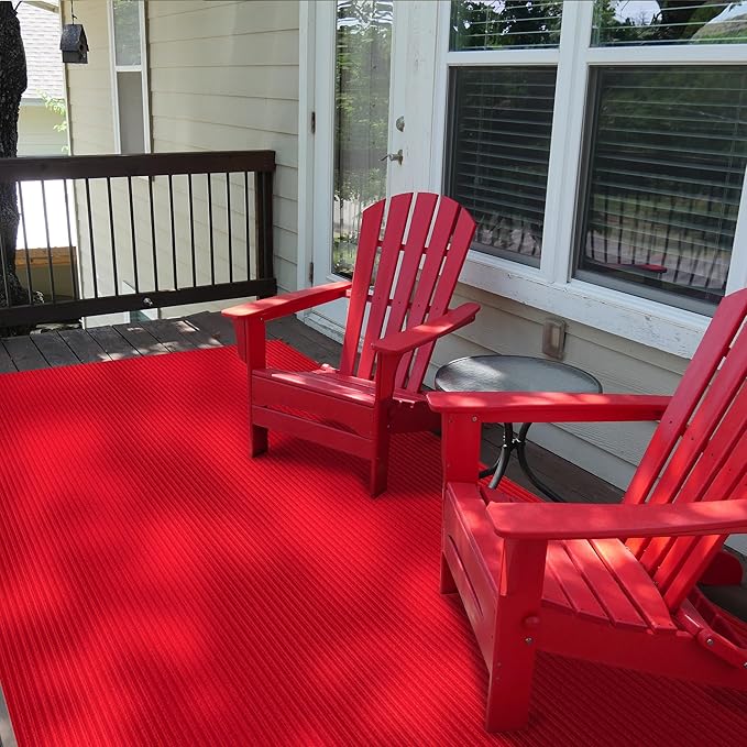 Ottomanson 3'11" x 45' Hallway Runner with Scraper Pile - Extra Durable Non-Slip Rug Mat for Indoor & Outdoor Use - Ideal for Kitchen, Entryway & Garage - High-Traffic Carpet, Red