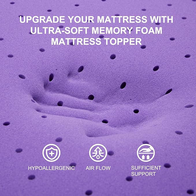 SINWEEK 4 Inch Gel Memory Foam Mattress Topper Ventilated Soft Pressure Relieve Mattress Pad, Breathable Bed Topper, CertiPUR-US Certified, King Size