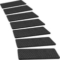 PURE ERA Bullnose Carpet Stair Treads Tape Free Non-Slip Indoor Stair Protectors Pet Friendly Stair Treads for Wooden Steps 9.5" x 30"(2 Pieces,Black Mini-Diamond Trellis)