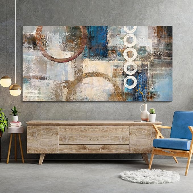yiijeah Large Wall Art - Geometric Wall Decor Canvas Printed Picture Artwork Abstract Artfor Living Room Office Bedroom Decoration