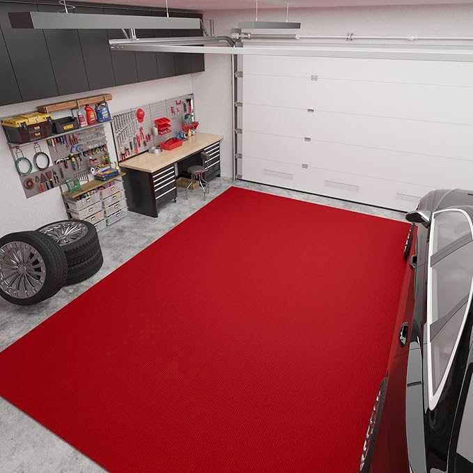 Ottomanson 5' x 6'6" Mud Mat Area Rug Scraper Carpet - Non-Slip, Dirt Trapping for Indoor & Outdoor Use - Ideal for Entryway, Garage, Kitchen, Patio & High-Traffic Areas, Red