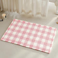 Waffle Bath Mat, Boho Bathroom Rugs Non Slip Washable Absorbent Checkered Bathroom Mat Quick Dry Cute Bath Mat, 30"x20" Pink and White