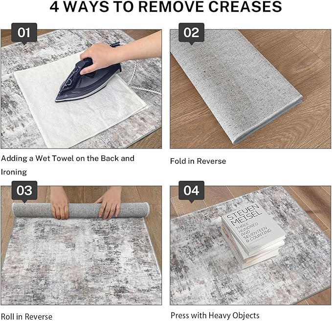 Modern Abstract 3x14 Runner Rug, Beige Grey Neutral Washable Long Kitchen Runner Non-Slip Soft Hallway Rug Runner Thin Print Faux Wool Floor Carpet for Hall Stair Entryway