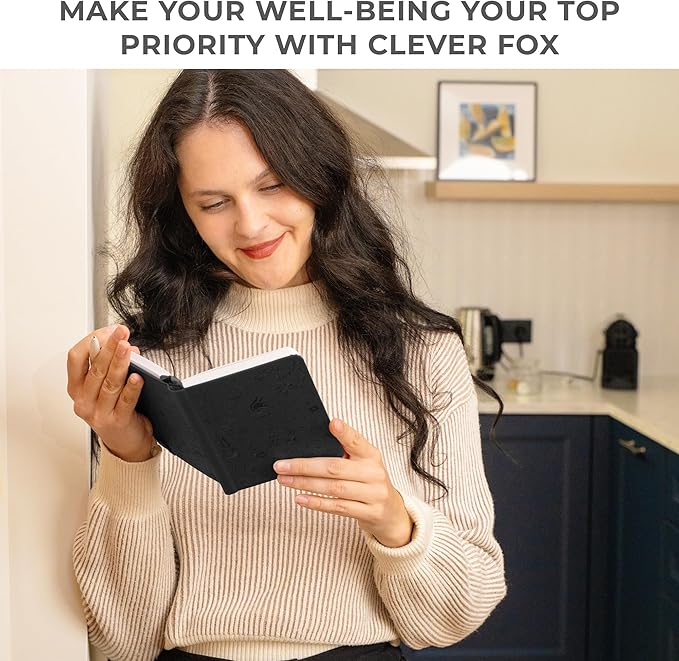 Clever Fox Fitness & Food Journal Pocket – Nutrition & Workout Planner for Women & Men – Diet & Gym Exercise Log Book with Calendars, Diet & Training Trackers – Lasts 3 Months, 4.3x5.5” (Black)