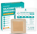 General Medi Waterproof Silicone Foam Island Dressing (10 Packs) – 4" x 4" Sterile Wound Care Pad with Adhesive Border - Sterile, Soft & Highly Absorbent Medical Grade Dressing Pad