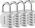 Puroma 4 Pack Combination Lock for Locker 4 Digit Outdoor Waterproof Padlock for School, Gym, Sports, Fence, Toolbox, Gate, Case, Outdoor, Hasp Storage, Cabinets (Silver)