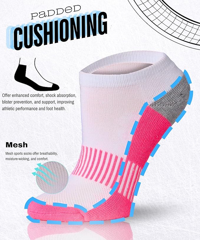 Tipi Toe Women’s 6-Pack Athletic Cushioned Running Ankle Socks – Soft, Breathable Fabric with Arch Support for Comfort