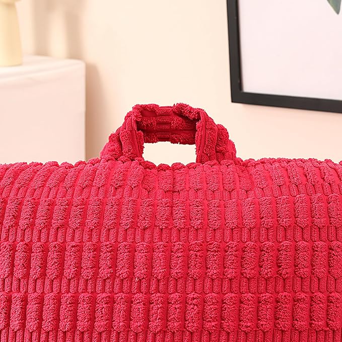 Reading Pillow for Sitting in Bed, Large Backrest Reading Pillow with Arm Rest,Back-Rest Support Cushion for Sit Up on Couch, Sofa, and Floor, Dorm Essentials (Red Corduroy, Large(19"))