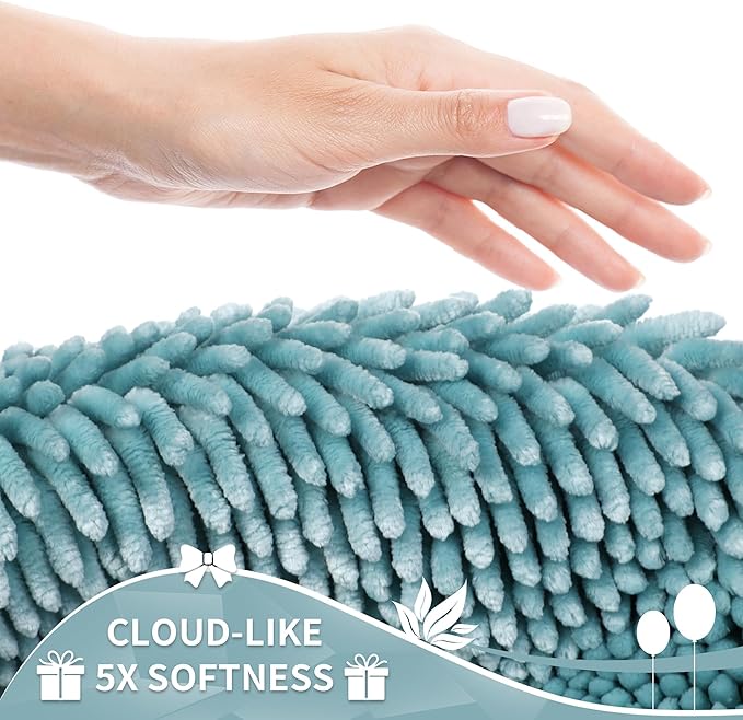 Yimobra Bathroom Rug Set 2 Piece, Luxury Shaggy Bath Mat Set with Non Slip Backing, Ultra Soft & Absorbent Mats for Bathroom Floor, Machine Washable, 31.5"x20"+24"x17", Grayish Blue