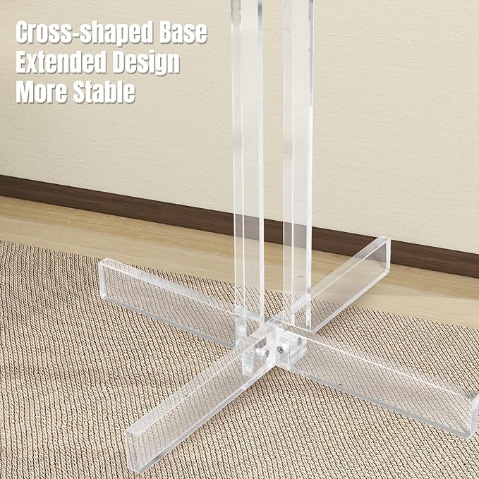Acrylic Coat Rack with 10 Hooks Freestanding Modern Coat Hanger Stand with Anti-slip Strips Hall Tree for Clothes Handbags Hats Scarves in Entryway Office Bedroom Hallway