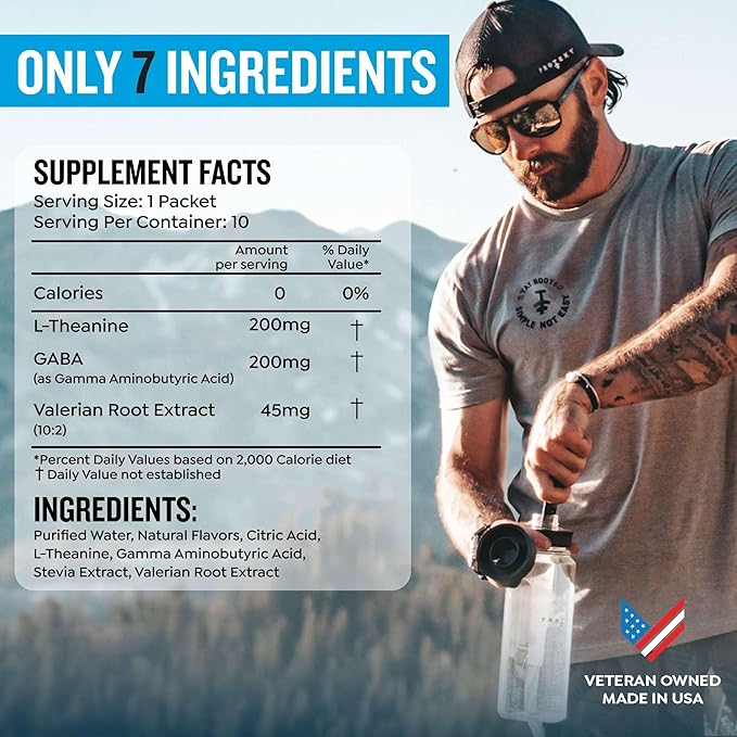 PROTEKT GABA L Theanine Supplement | Melatonin-Free Sleep Aid for Adults | Valerian Root for Night Support & Restful Sleep | GABA Calm Liquid Drink Mix for Adults | Mixed Berry, Pack of 10