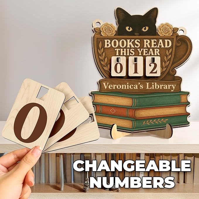 Personalized Books Read This Year Counter with Name, Book tracker for Reading Goal Challenge, Bookish Gifts for Teachers, Writers, and Literary Fans, Bookshelf Accessories, Home Library Décor