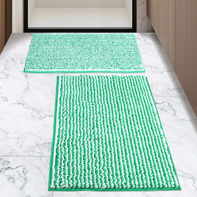 Ultra-Soft Bathroom Rug Set, 2-Piece – Absorbent, Non-Slip, Machine Washable Bath Mats for Bathroom, Shower, Sink, Kitchen （20" x 32" + 17" x 24"）