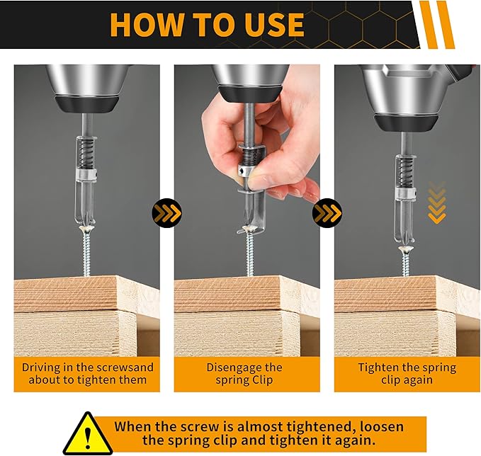 Spring Loaded Screw Holder Bit, 4 PCS Anti-drop Screwdriver Bit Holder for Mechanics, Electricians, DIY Repair, Retaining Tool for Grip Screws in Overhead or One Handed Positions (Phillips+Square)