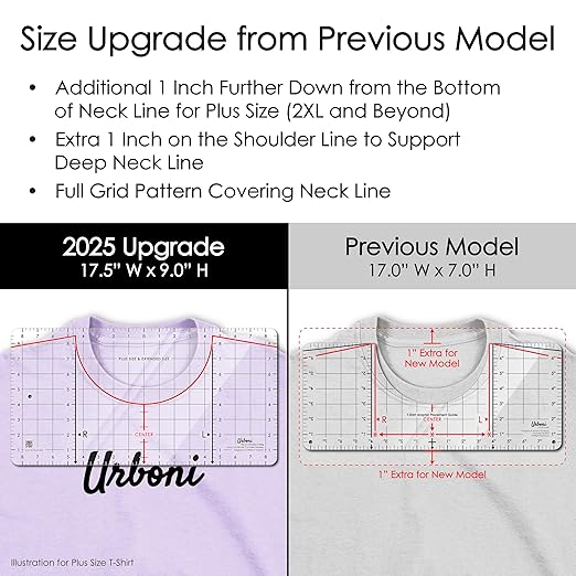 (Extended Size) Tshirt Ruler Guide for Vinyl Alignment – T Shirt Measurement Tool, Center Placement Guide for Heat Press, Shirt Ruler, Left Chest Logo, DTF, HTV, Sublimation, Shirt Alignment Tool