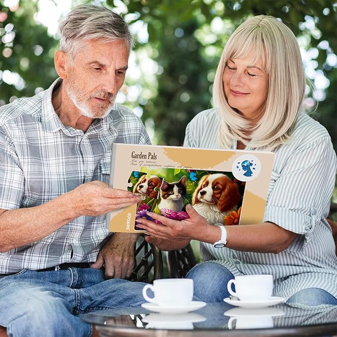 QUOKKA 13 Piece Dementia Activities for Adults - 3 Set Dementia Puzzles for Elderly - Large Piece Gifts Products for Seniors - Alzheimers Jigsaw Puzzle Games for Adults with Cat, Dog, and Birds