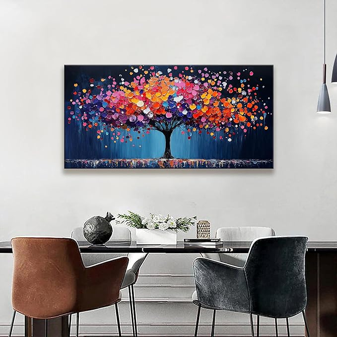 Suconvng Canvas Art Wall Decor Abstract Tree Wall Art For Living Room Modern Abstract Wall Decor Prints Pictures Colorful Tree Of Life Wall Art Picture For Bedroom Hotel Home Artwork 24 X 48 Inch