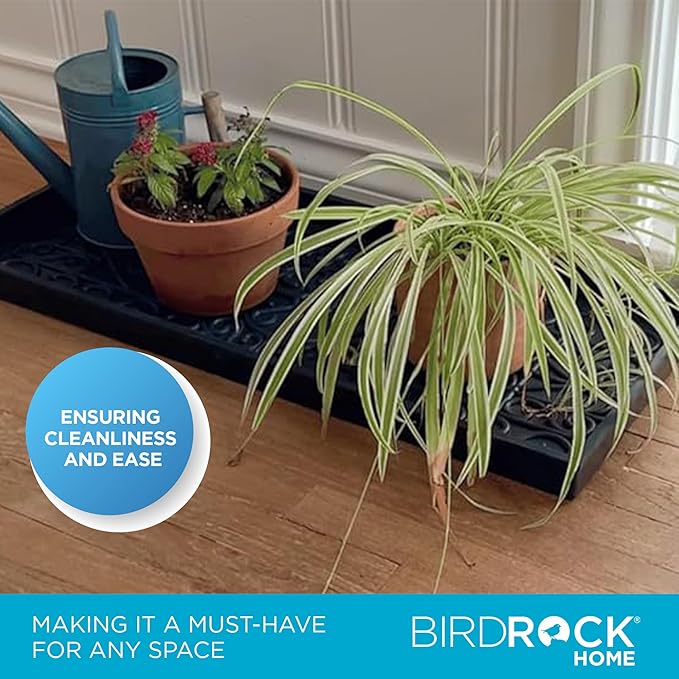 BIRDROCK HOME Rubber Boot Tray | 34 inch Decorative Boot Tray | Waterproof for All Weather Indoor or Outdoor Use | Dog Bowl Tray