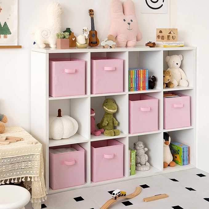 GRANNY SAYS Cube Storage Bins, 11 Inch Storage Cube Organizer, Collapsible Fabric Storage Cubes with Handle, Decorative Cube Storage Organizer for Shelves, Closet, Pink, 6-Pack