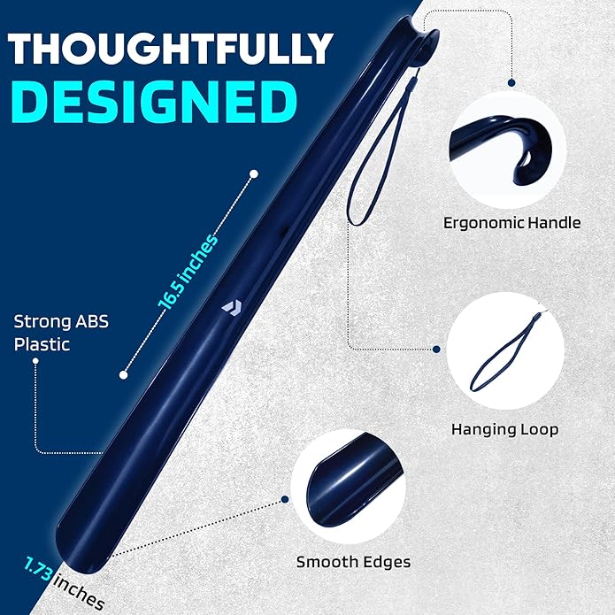 Nextnoid Shoe Horn Long Handle for Seniors - 16.5" Straight & Sturdy Long Shoe Horn for Men, Women & Kids
