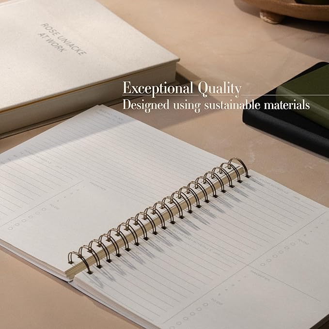 Anecdote Planner 2026 (8.5" x 10") Daily Planner Weekly Monthly Planner - 52 Weeks w/Library Buckram Cover, Brass Spiral - A4 Size Bleed-Resistant Paper – Dutch Blue