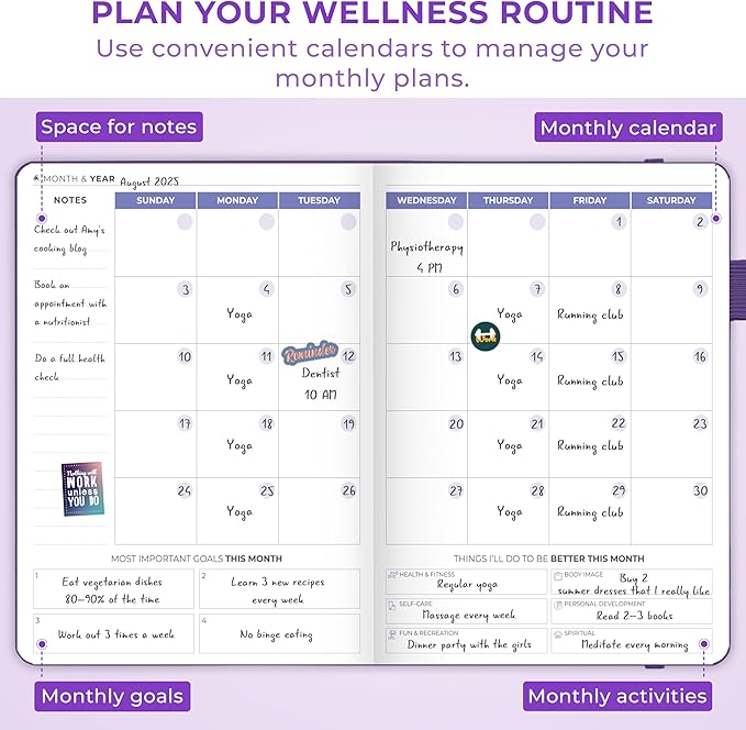 Clever Fox Fitness & Food Journal Pocket – Nutrition & Workout Planner for Women & Men – Diet & Gym Exercise Log Book with Calendars, Diet & Training Trackers – Lasts 3 Months, 4.3x5.5” (Purple)