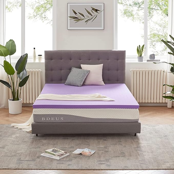 SINWEEK 1.5 Inch Gel Memory Foam Mattress Topper Ventilated Soft Pressure Relieve Mattress Pad, Breathable Bed Topper, CertiPUR-US Certified, Full Size