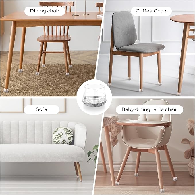 Meldel 24 PCS Silicone Chair Leg Floor Protectors Extra Small(0.6"-0.8") Rubber Felt Furniture Pads Chair Legs Caps/Covers for Hardwood Floors, Tile from Scratches & Reduce Noise - Round, Grey