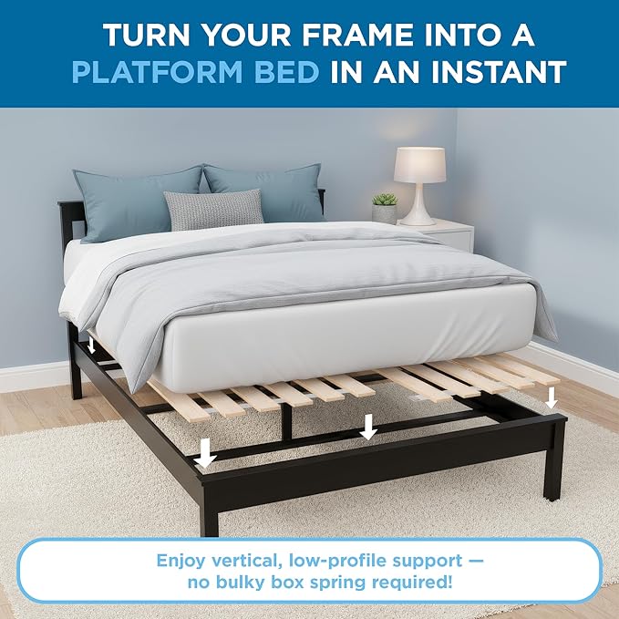 Meliusly SlatSure King Size Bunkie Board – Heavy Duty Vertical Bed Slats & Foldable Wooden Support Board for Sagging Mattress or Platform Bed Frame, Box Spring Alternative and Replacement