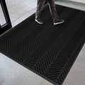 4′ x 6′ Heavy Duty Front Door Mat Indoor Outdoor Entrance, Large Non-Slip All Weather Commercial Floor Mat for Entryway, Low Profile Waterproof Vinyl Rug for House (48" x 72", Black)