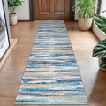 Modern Abstract Hallway Runner Rug, Blue Washable Kitchen Runner Non-Slip Soft 2x8 Runner Rug Thin Print Faux Wool Carpet for Entryway Bedroom Laundry Room Indoor