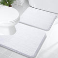 OLANLY Bathroom Rugs Sets 2 Piece, Soft Absorbent Chenille Bath Mats and U-Shaped Contour Toilet Mat Area Rug Set, Machine Washable Bath Carpet, Home Decor Accessories(24"x16"+24"x20", White)