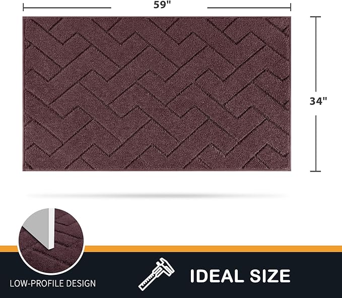 PURRUGS Dirt Trapping Door Mat 34" x 59", Non-Slip Machine Washable Entry Rug, Shoe Scraper, Dog Doormat, Super Absorbent Welcome Mat for Front & Back Door, Muddy Wet Shoes & Paws, Burgundy Red