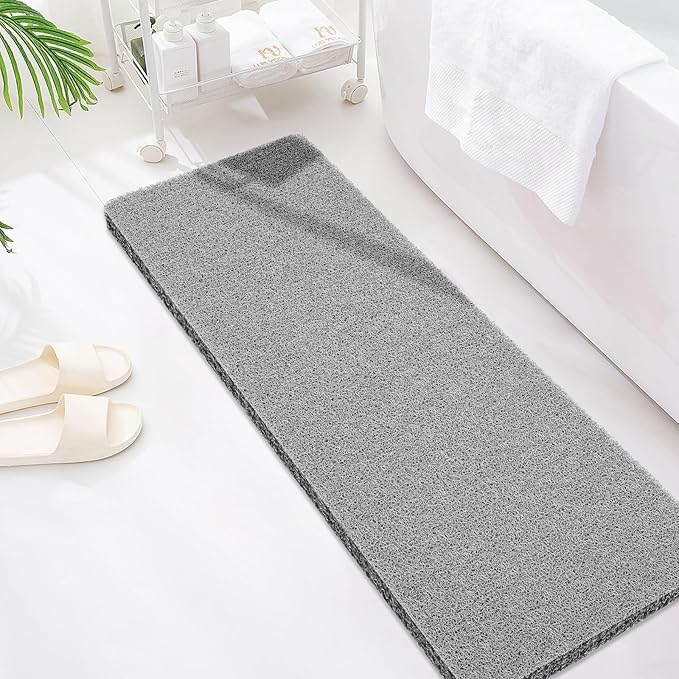 Joyhalo Anti Slip Shower Mat - 47'' x 16'' Non Slip Bath Mat for Elderly, PVC Loofah, Grey