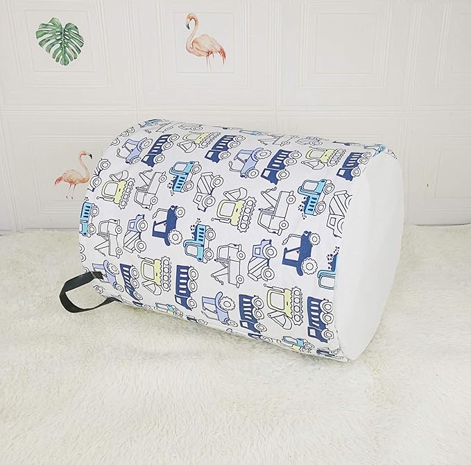 19.7 Inch Round Laundry Clothes Hamper Laundry Basket with Handles,Storage Organizer Bins Laundry Gift Basket for Room, Bedroom Decor (Engineering vehicle)