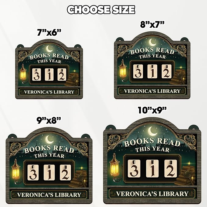 Books Read This Year Wooden Sign, Custom Reading Tracker Book Counter, Magical Home Library Decor, Whimsical Fantasy Bookshelf Accessories, Christmas Bookworm Gift for Women, Book Lovers, Readers