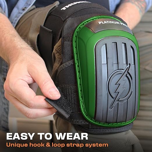 Thunderbolt Knee Pads for Men Construction Knee Pads for Work for Men and Women with Double Gel for Gardening Flooring Roofing Heavy Duty with Extra Thick Foam and Strong Adjustable Non-Slip Straps